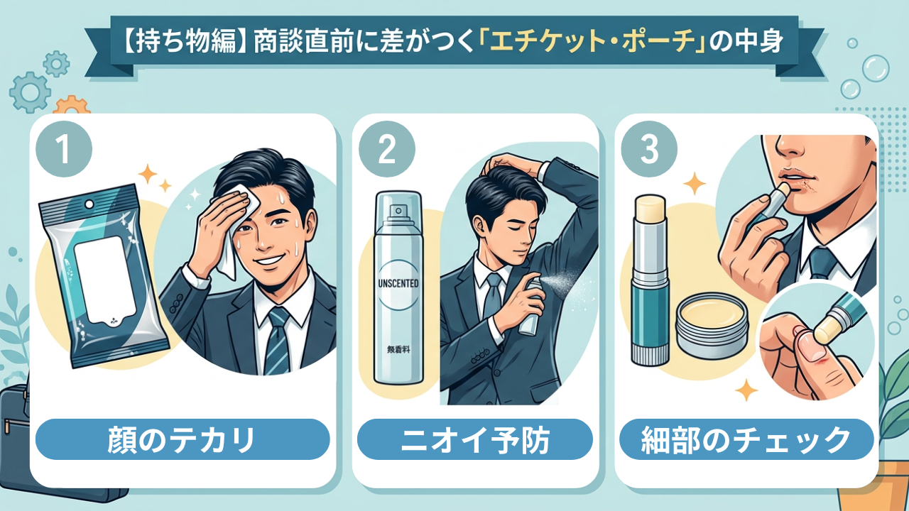 【持ち物編】商談直前に差がつく「エチケット・ポーチ」の中身